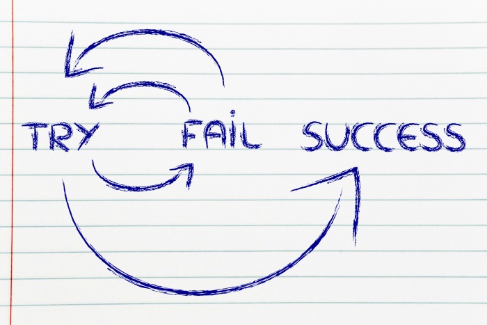 keep trying and turn failure into success
