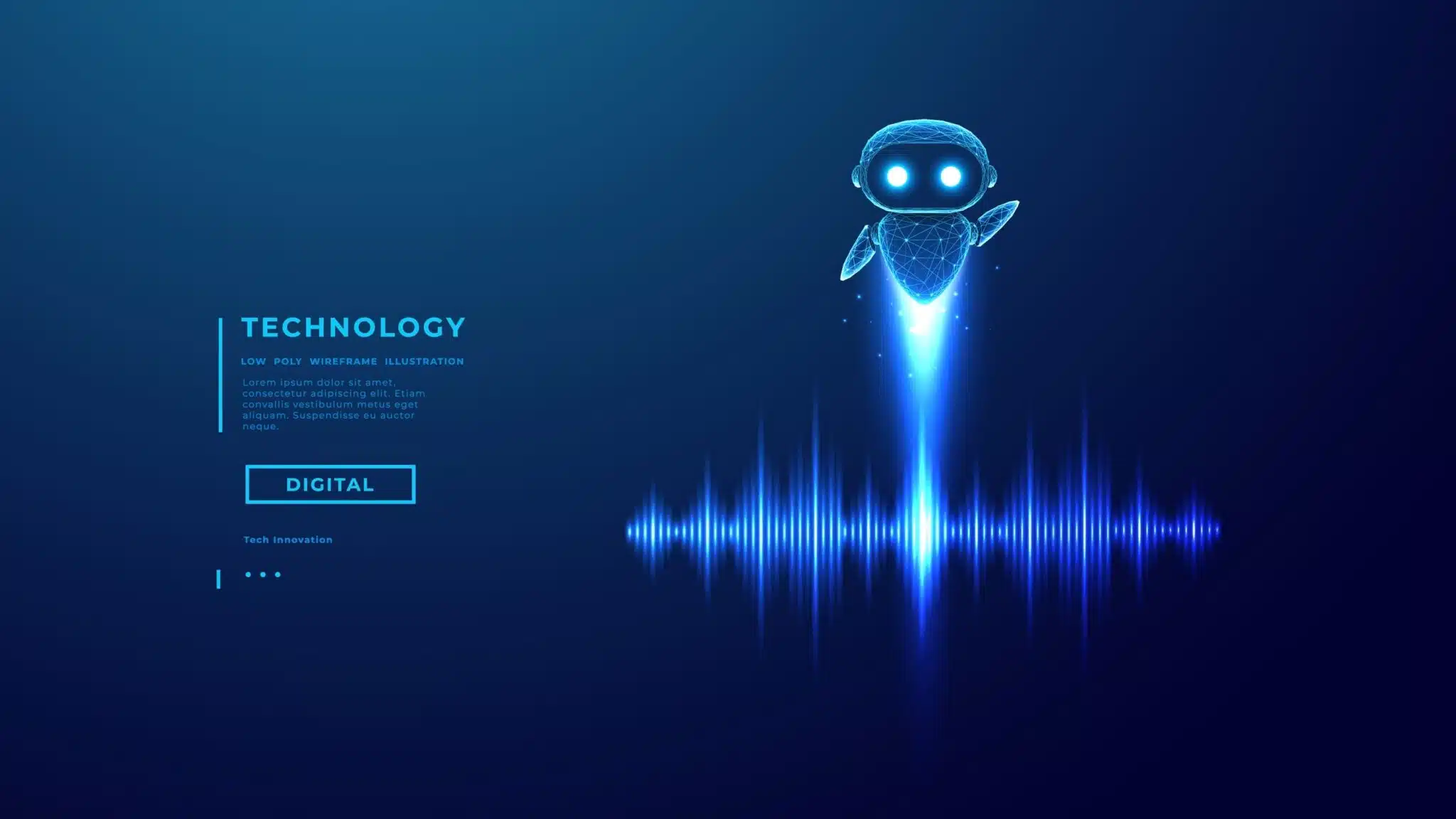 Abstract illustration of an AI agent rising over a sound wave